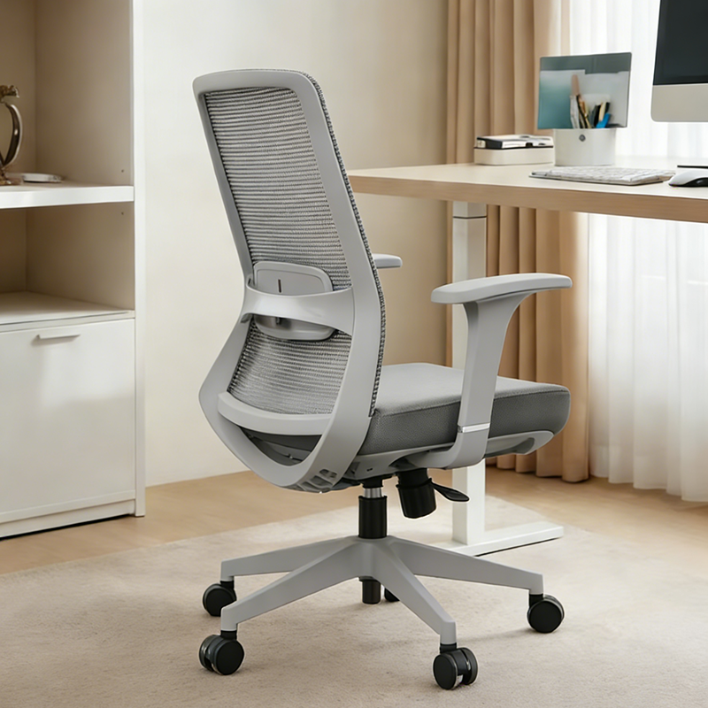 Ergonomic Mid-Back Desk Chair - Minimalist Office Chair With Adjustable Lumbar Support & Memory Sponge Seat For Home Office Cuvalon