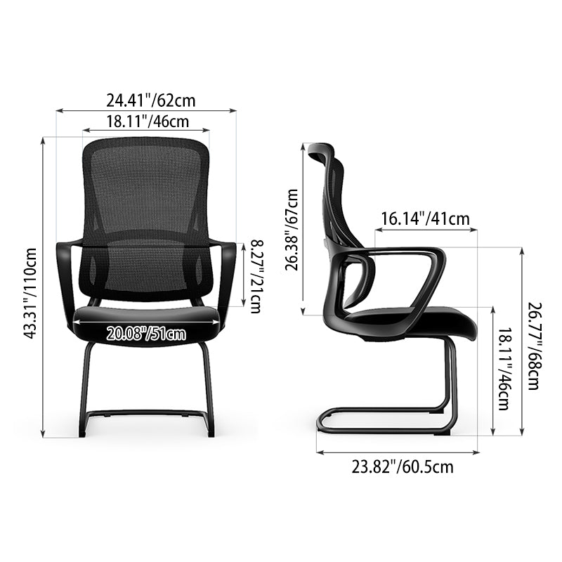 Stylish Black Mesh Executive Desk Chair - Minimalist High-End Visitor Chair With Memory Foam Seat & Steel Frame For Home Office Cuvalon
