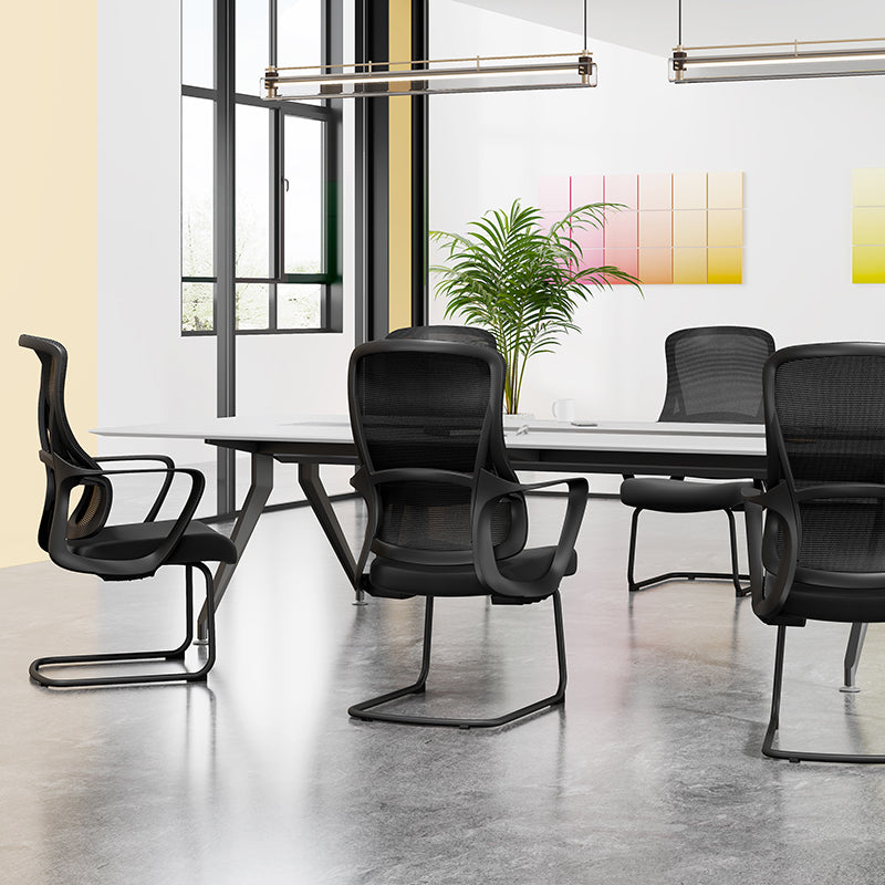 Stylish Black Mesh Executive Desk Chair - Minimalist High-End Visitor Chair With Memory Foam Seat & Steel Frame For Home Office Cuvalon