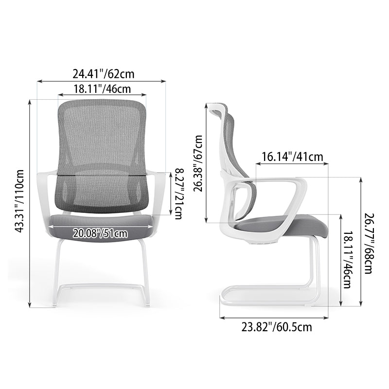 Modern Fixed Armrests Mesh Fabric Desk Chair - Minimalist Lumbar Support & Durable A3 Steel Frame For Home Office Cuvalon