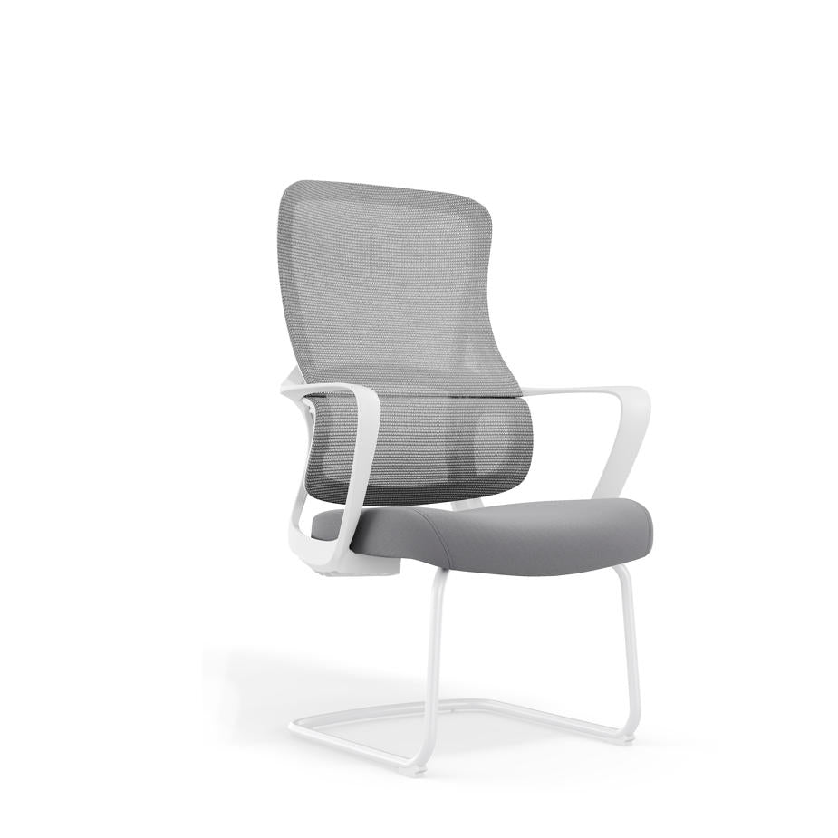 Modern Fixed Armrests Mesh Fabric Desk Chair - Minimalist Lumbar Support & Durable A3 Steel Frame For Home Office Cuvalon