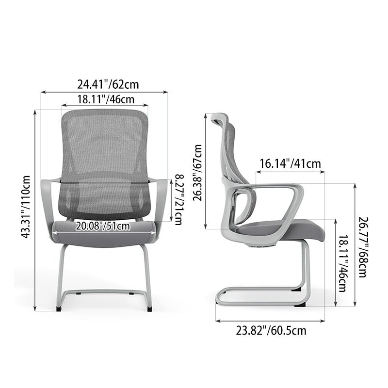 Premium Gray Executive Back Support & Stylish Design Desk Chair - Minimalist Chair With Ergonomic Breathable Mesh For Home Office Cuvalon