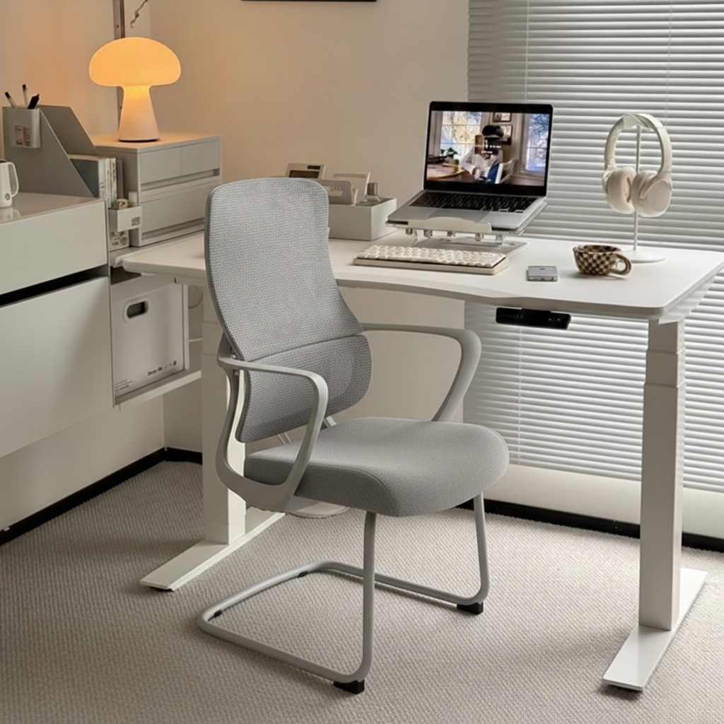 Premium Gray Executive Back Support & Stylish Design Desk Chair - Minimalist Chair With Ergonomic Breathable Mesh For Home Office Cuvalon