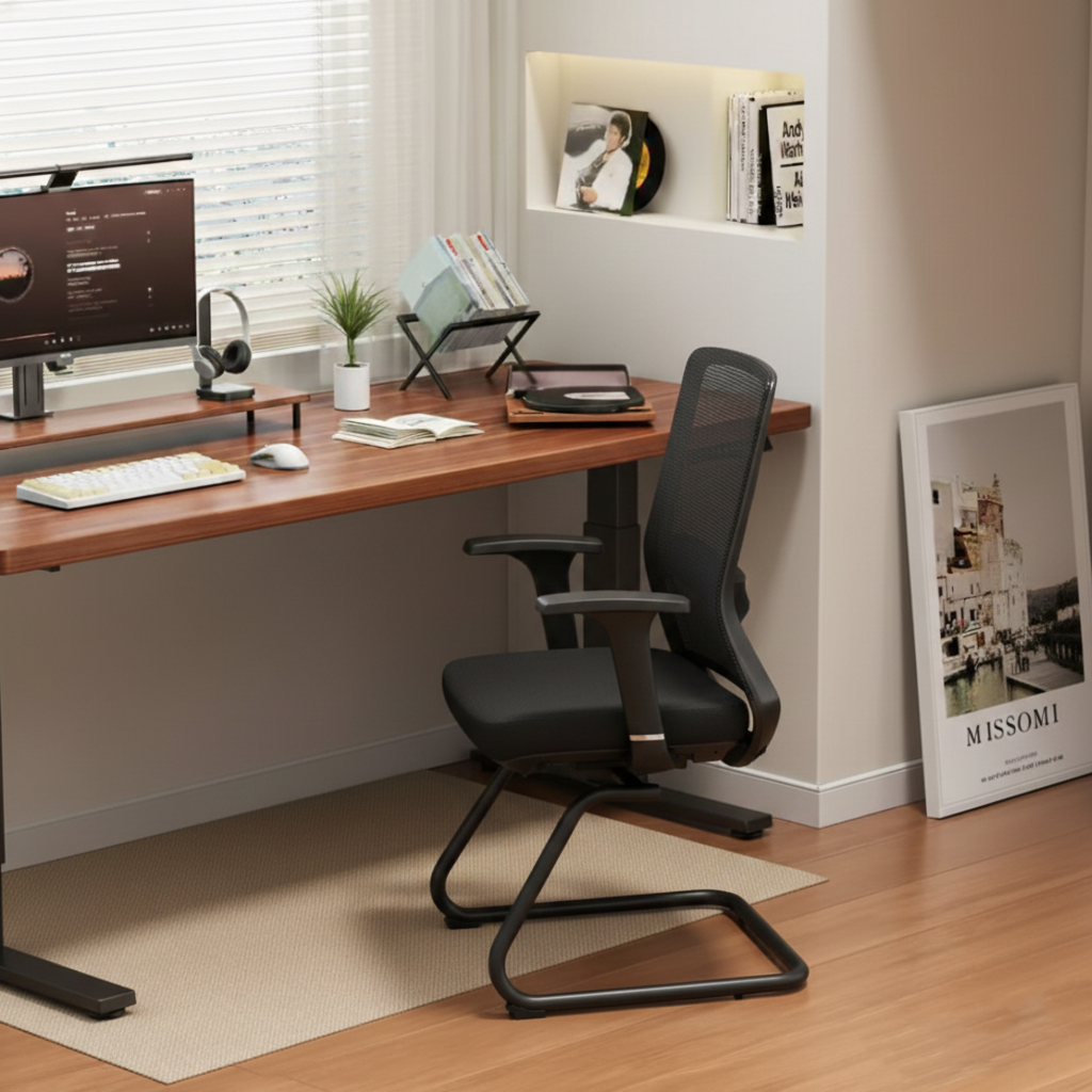 Adjustable Lumbar Support Executive Desk - Minimalist Chair With Breathable Mesh & Sturdy Steel Frame For Home Office Cuvalon