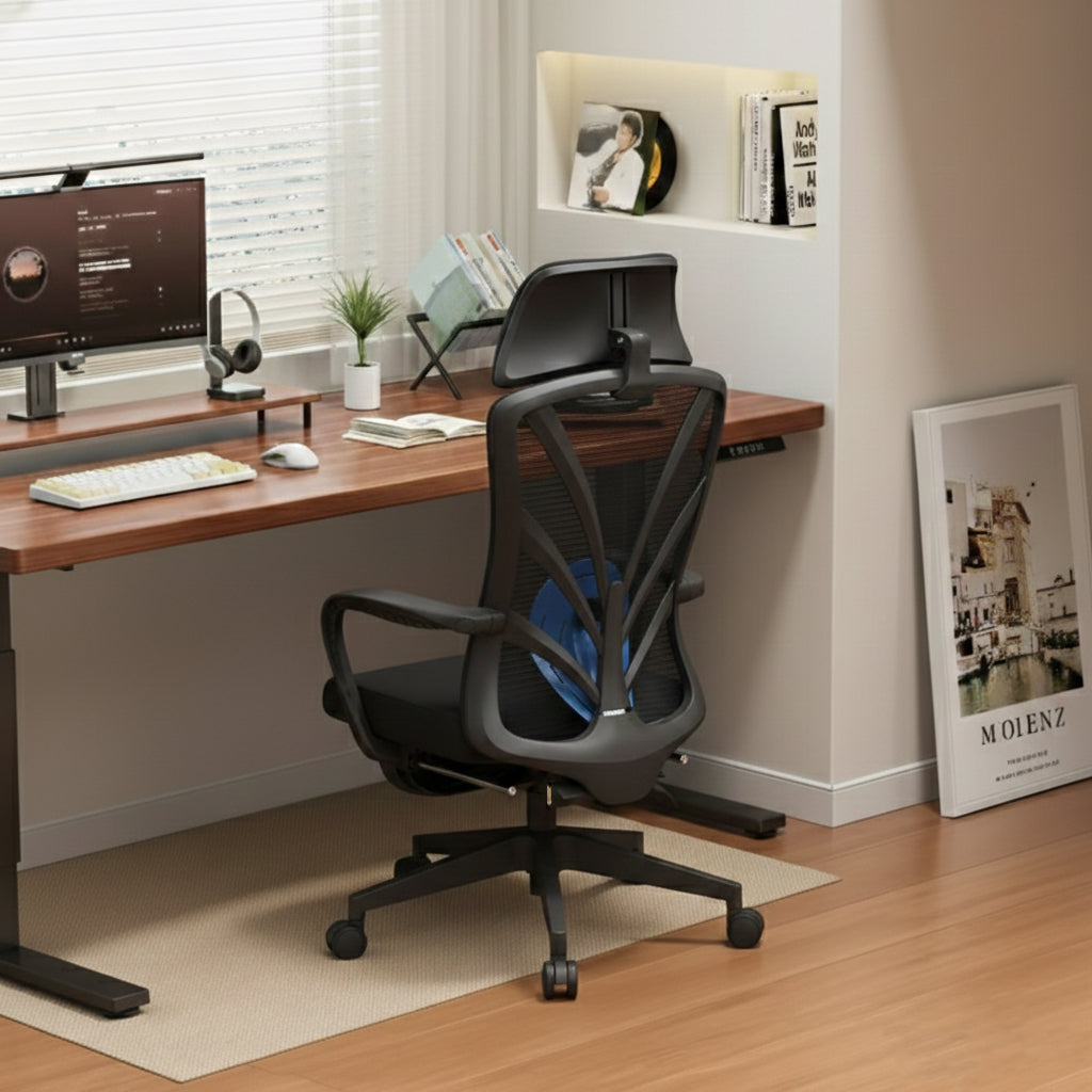Peacock Back Adjustable Recliner Desk Chair - Minimalist Ergonomic Design 150° Recline & Breathable Mesh & SGS Certified Gas Lift For Home Office Cuvalon
