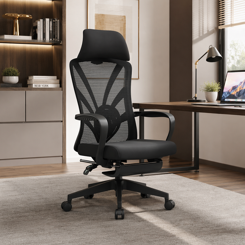 Peacock Back Adjustable Recliner Desk Chair - Minimalist Ergonomic Design 150° Recline & Breathable Mesh & SGS Certified Gas Lift For Home Office Cuvalon