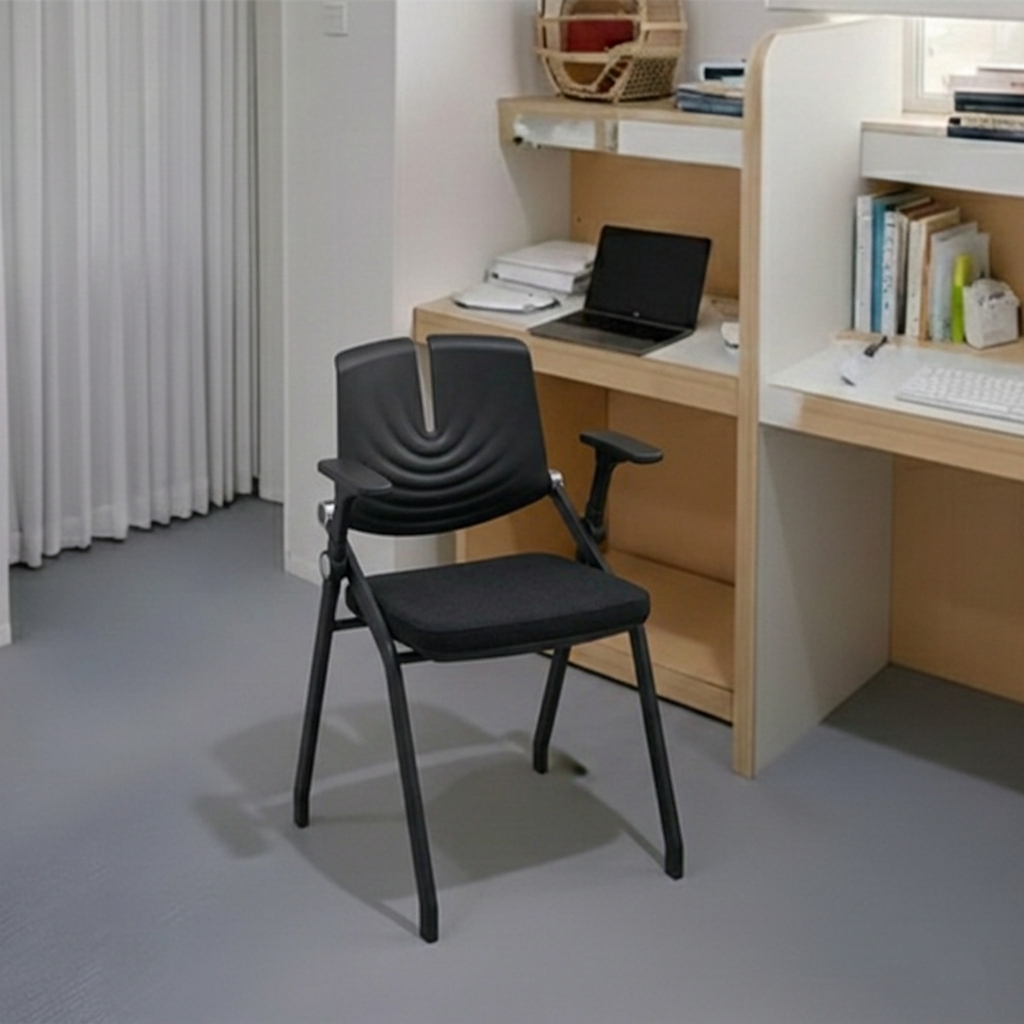 Comfort & Durability Ergonomic Foldable Desk Chair - Minimalist White Frame Chair Adjustable Backrest & Silent Casters Design For Home Office Cuvalon