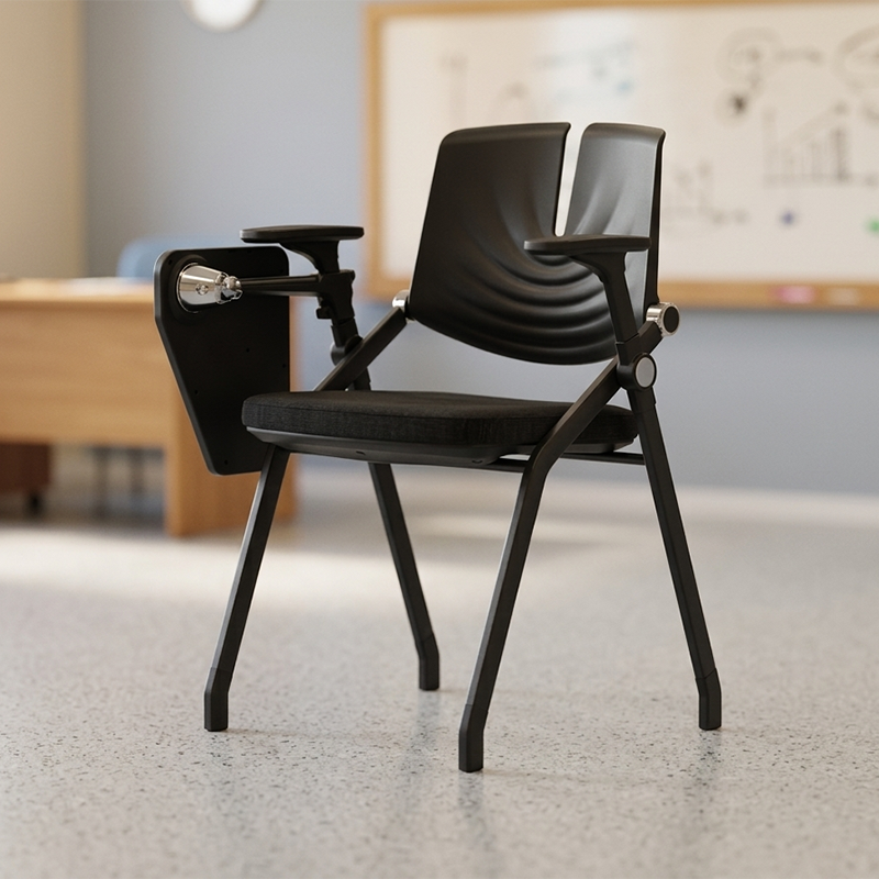 Premium High-Density Sponge Ergonomic Desk Chair - Minimalist Foldable Chair With Adjustable Armrests & Writing Board For Home Office Cuvalon