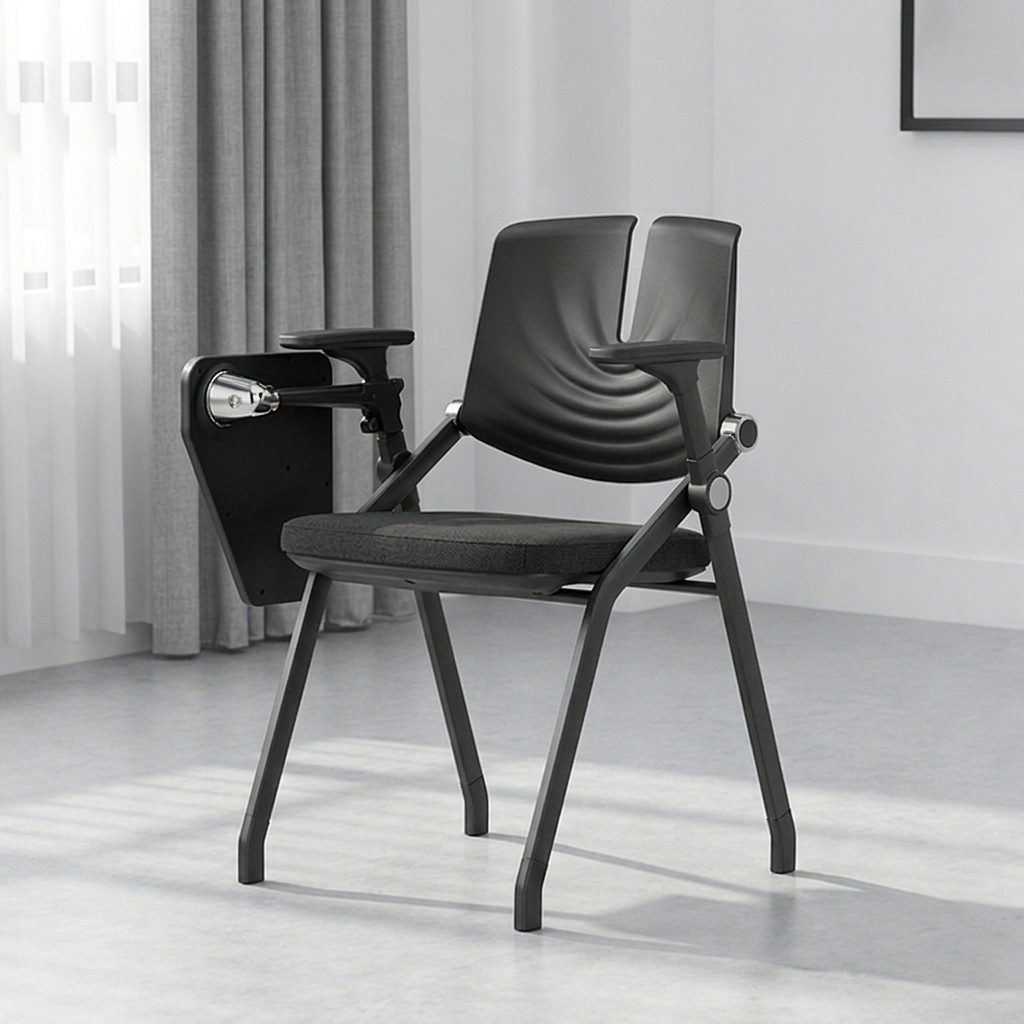 Premium High-Density Sponge Ergonomic Desk Chair - Minimalist Foldable Chair With Adjustable Armrests & Writing Board For Home Office Cuvalon