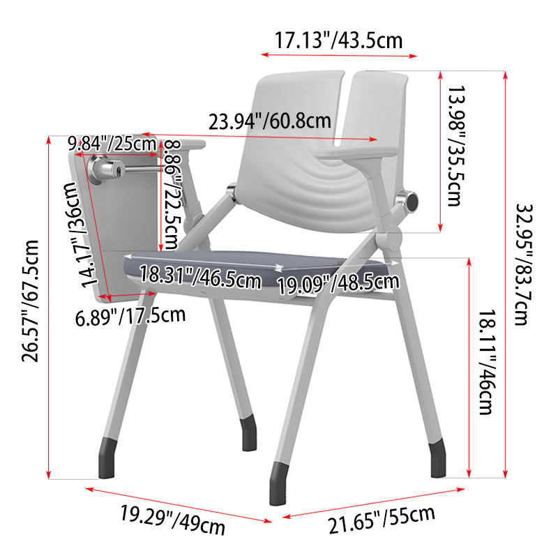 Space-Saving Foldable 180° Rotating Writing Board Desk Chair - Minimalist Silent Casters & Adjustable Armrests & Comfortable & Practical For Home Office Cuvalon
