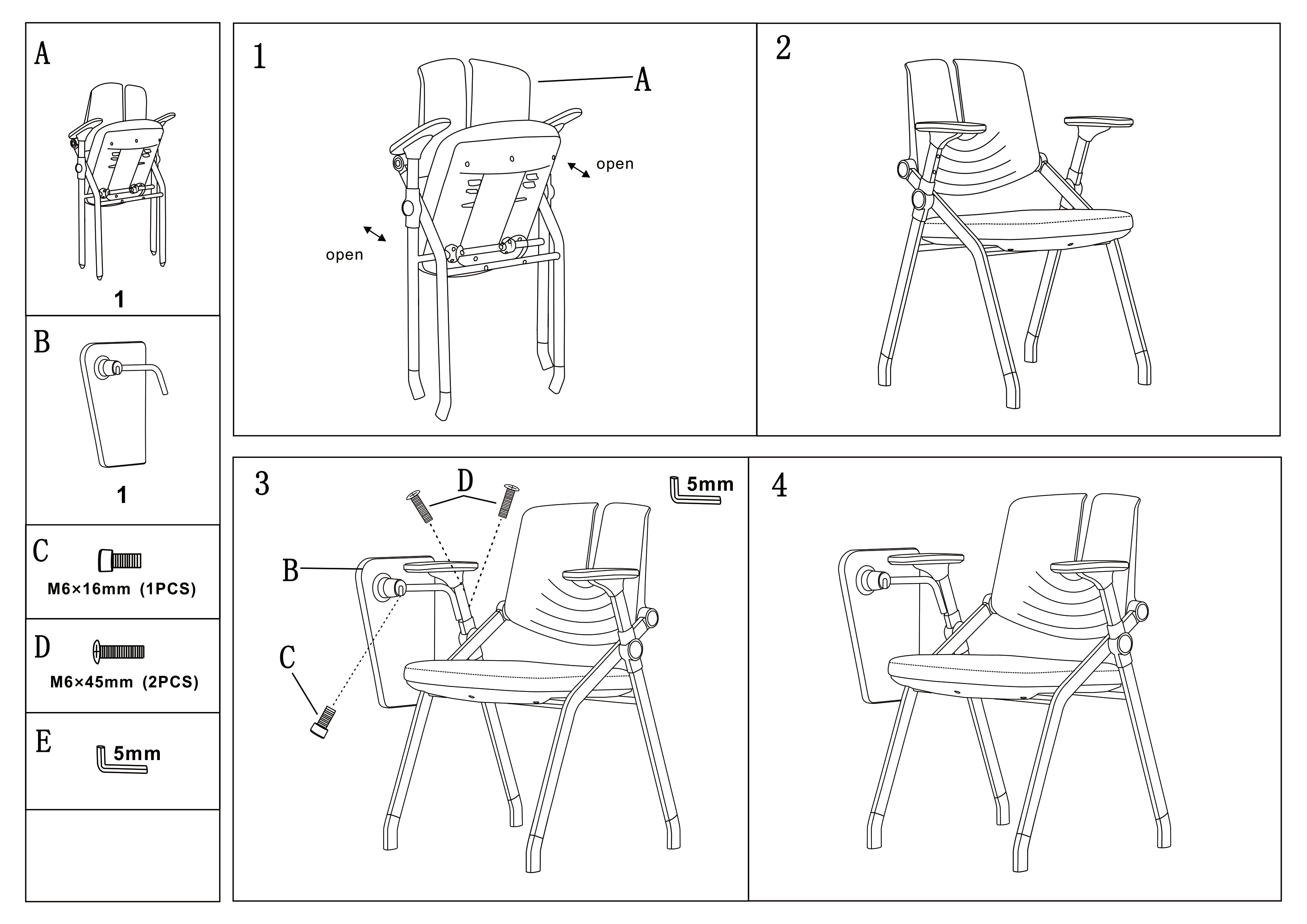 Space-Saving Foldable 180° Rotating Writing Board Desk Chair - Minimalist Silent Casters & Adjustable Armrests & Comfortable & Practical For Home Office Cuvalon