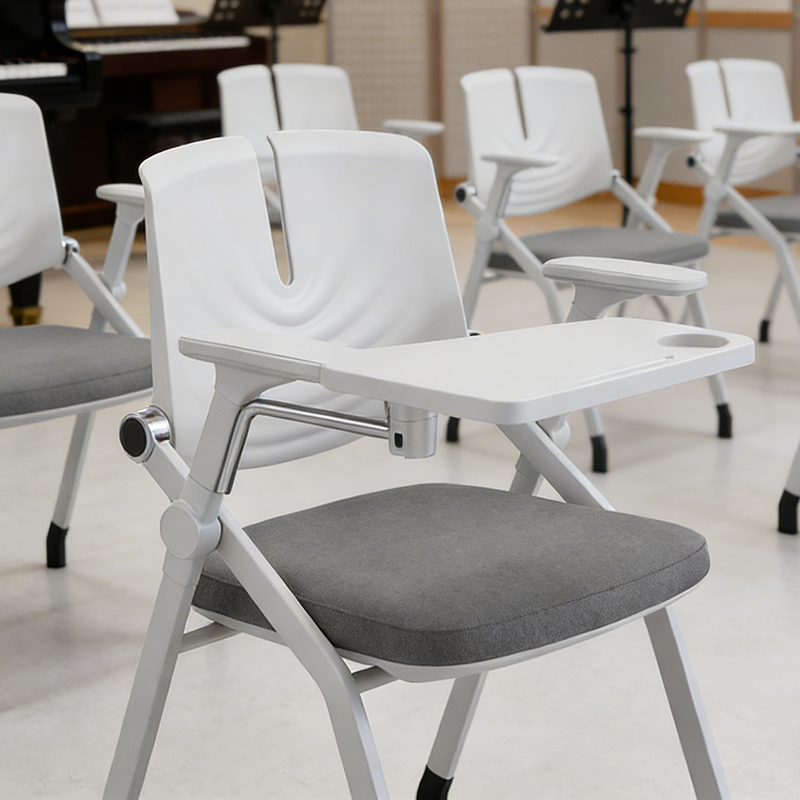 Space-Saving Foldable 180° Rotating Writing Board Desk Chair - Minimalist Silent Casters & Adjustable Armrests & Comfortable & Practical For Home Office Cuvalon