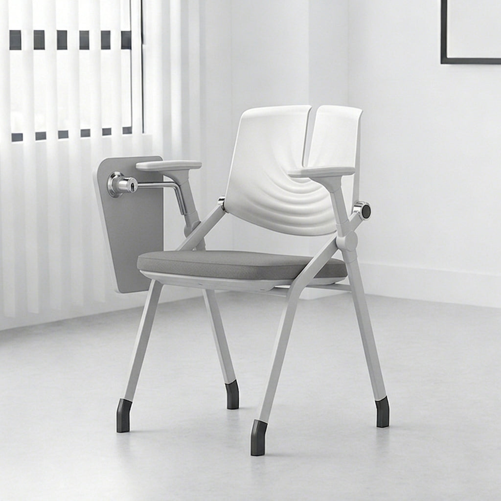 Space-Saving Foldable 180° Rotating Writing Board Desk Chair - Minimalist Silent Casters & Adjustable Armrests & Comfortable & Practical For Home Office Cuvalon