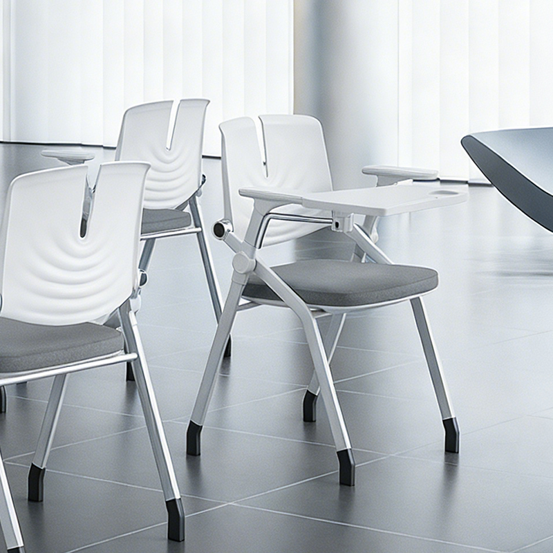Space-Saving Foldable 180° Rotating Writing Board Desk Chair - Minimalist Silent Casters & Adjustable Armrests & Comfortable & Practical For Home Office Cuvalon