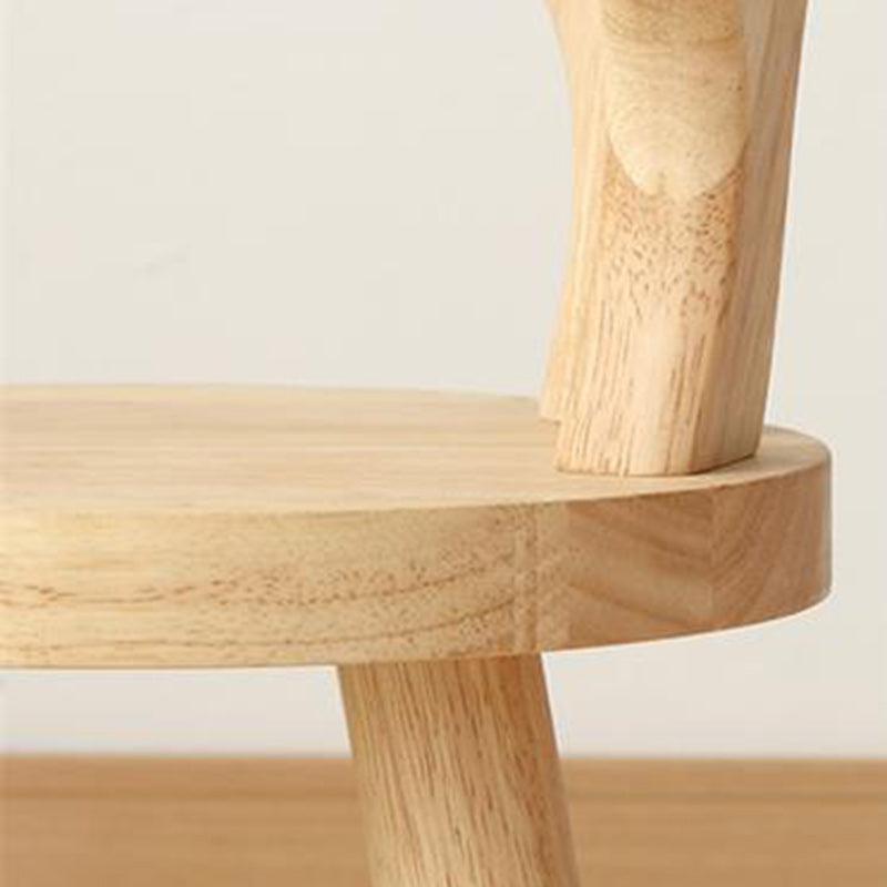 Contemporary Creative Solid Wood Antler Round Kids Low Stool With Backrest For Living Room And Entryway Cuvalon