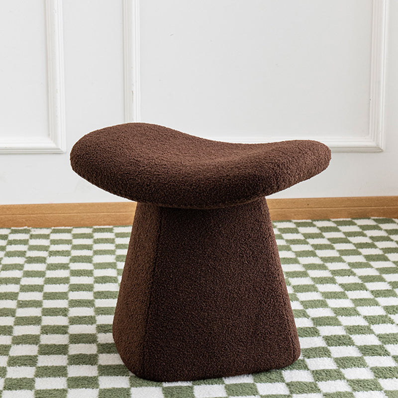 Contemporary Scandinavian Square Faux Shearling Multi-Layer Solid Wood Panel Kids Low Stool For Living Room Cuvalon