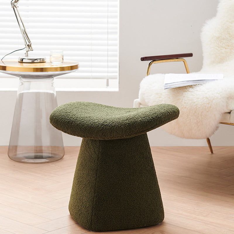Contemporary Scandinavian Square Faux Shearling Multi-Layer Solid Wood Panel Kids Low Stool For Living Room Cuvalon