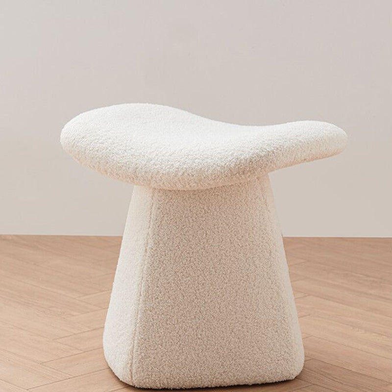 Contemporary Scandinavian Square Faux Shearling Multi-Layer Solid Wood Panel Kids Low Stool For Living Room Cuvalon