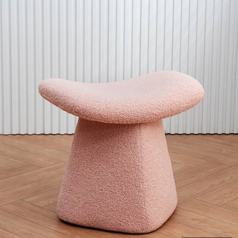Contemporary Scandinavian Square Faux Shearling Multi-Layer Solid Wood Panel Kids Low Stool For Living Room Cuvalon