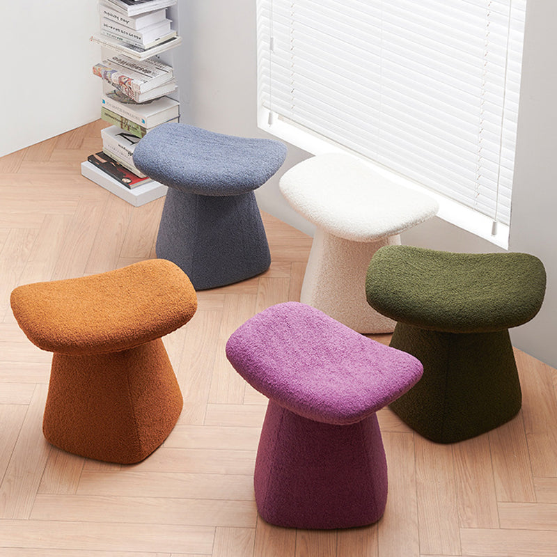Contemporary Scandinavian Square Faux Shearling Multi-Layer Solid Wood Panel Kids Low Stool For Living Room Cuvalon