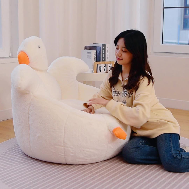 Contemporary Creative Kids Faux Rabbit Fur EPS EPP Goose Shaped Sofa Backrest Armrest For Living Room Cuvalon