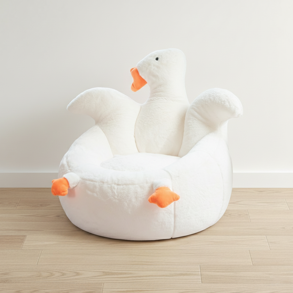 Contemporary Creative Kids Faux Rabbit Fur EPS EPP Goose Shaped Sofa Backrest Armrest For Living Room Cuvalon