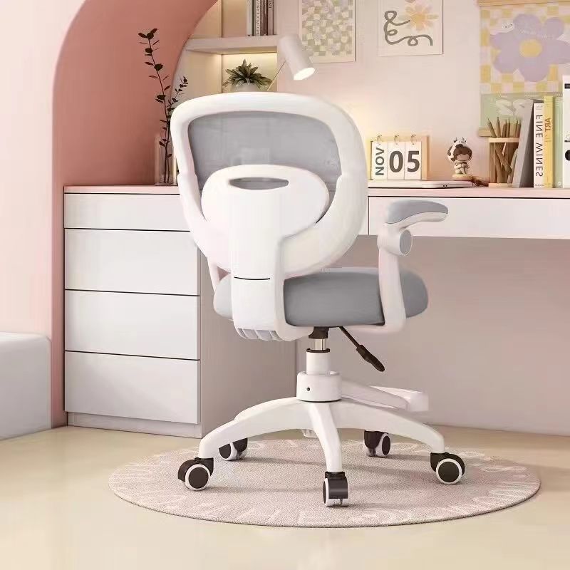 Modern Minimalist Kids Fabric Nylon Plastic Stainless Steel Mid-Back Height Adjustable Desk Chair Backrest Armrest Footrest For Home Office Cuvalon