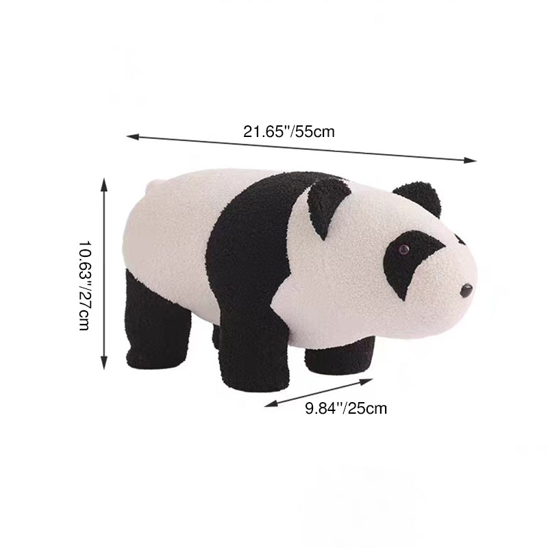 Contemporary Creative Kids Bear Shape Teddy Fleece Solid Wood Multi-layer Board Pine Wood Low Stool Backless Armless For Living Room Cuvalon