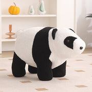 Contemporary Creative Kids Bear Shape Teddy Fleece Solid Wood Multi-layer Board Pine Wood Low Stool Backless Armless For Living Room Cuvalon