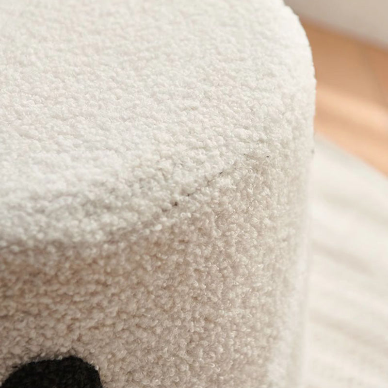 Contemporary Creative Kids Round Lamb Fleece Solid Wood Multi-layer Board Removable Washable Low Stool Backless Armless For Entryways Cuvalon