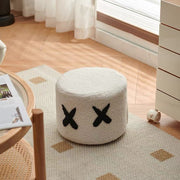 Contemporary Creative Kids Round Lamb Fleece Solid Wood Multi-layer Board Removable Washable Low Stool Backless Armless For Entryways Cuvalon