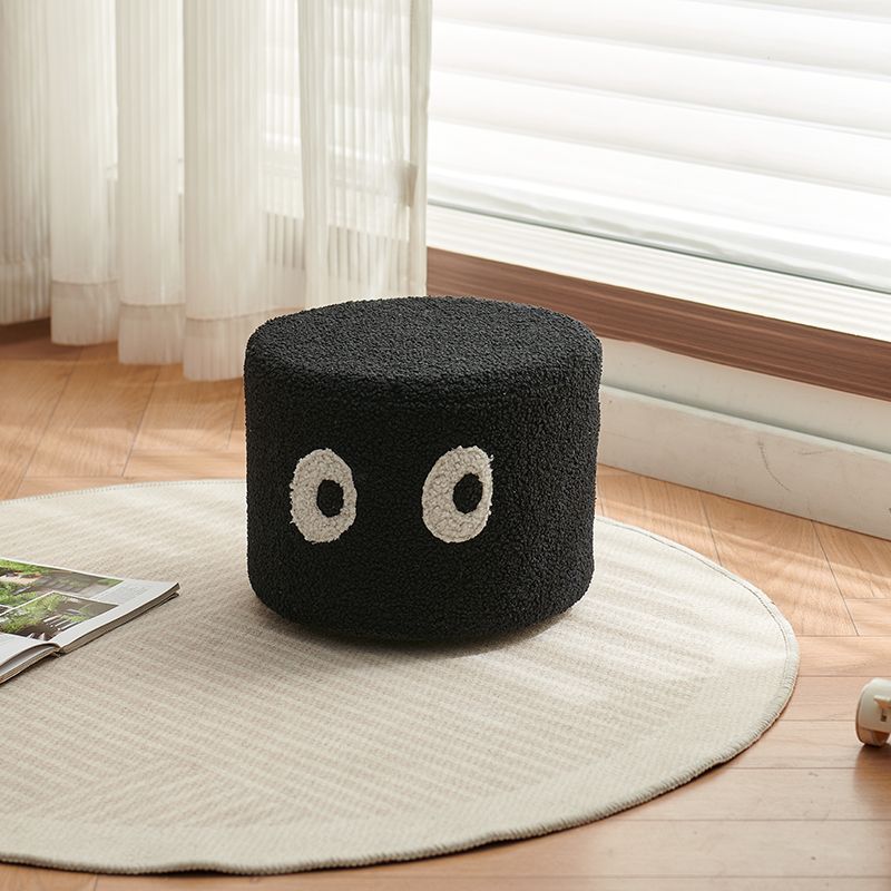 Contemporary Creative Kids Round Lamb Fleece Solid Wood Multi-layer Board Removable Washable Low Stool Backless Armless For Entryways Cuvalon