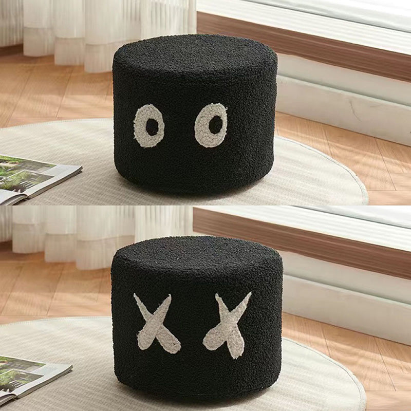 Contemporary Creative Kids Round Lamb Fleece Solid Wood Multi-layer Board Removable Washable Low Stool Backless Armless For Entryways Cuvalon