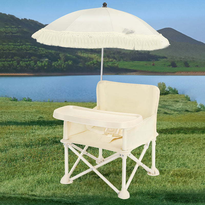 Modern Minimalist Oxford Fabric Square Kids Dining Chair Foldable High Chair With Backrest Armrests Tray For Garden & Restaurant Cuvalon