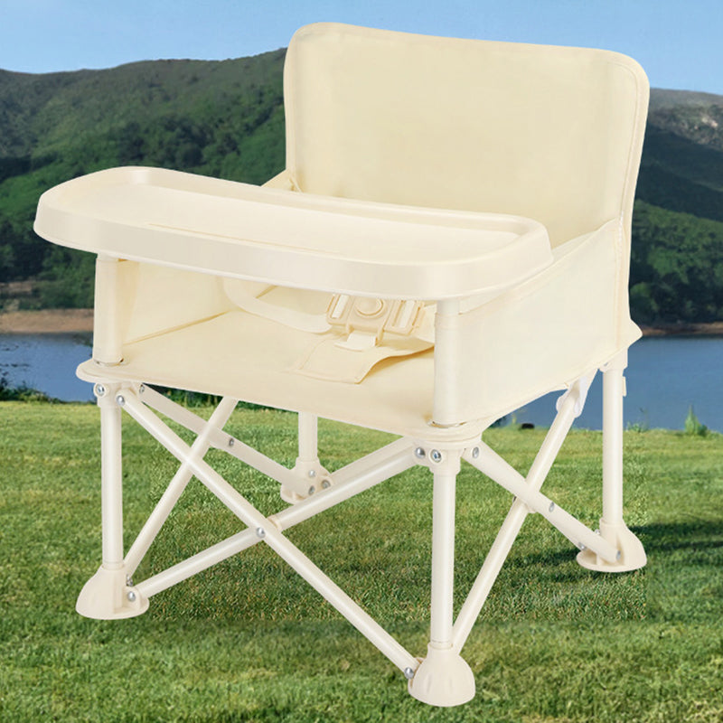 Modern Minimalist Oxford Fabric Square Kids Dining Chair Foldable High Chair With Backrest Armrests Tray For Garden & Restaurant Cuvalon
