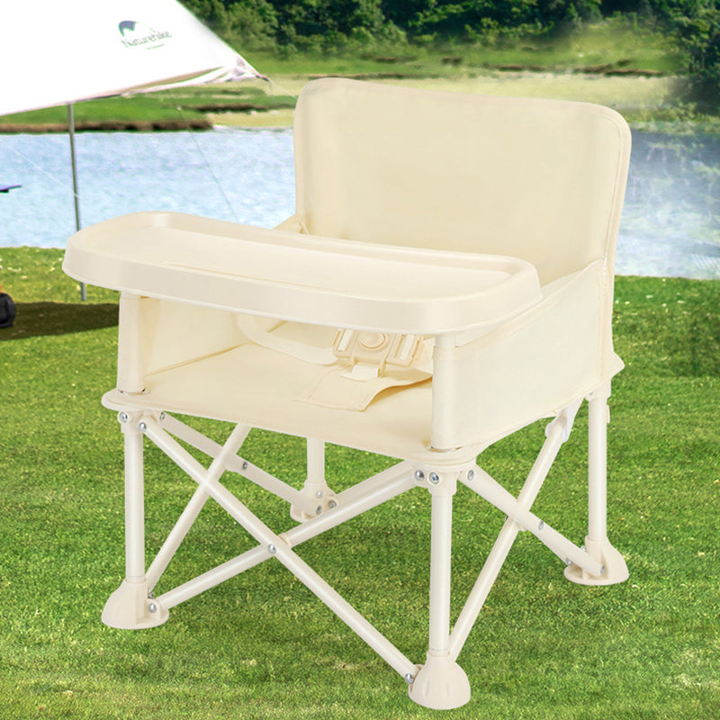 Modern Minimalist Oxford Fabric Square Kids Dining Chair Foldable High Chair With Backrest Armrests Tray For Garden & Restaurant Cuvalon