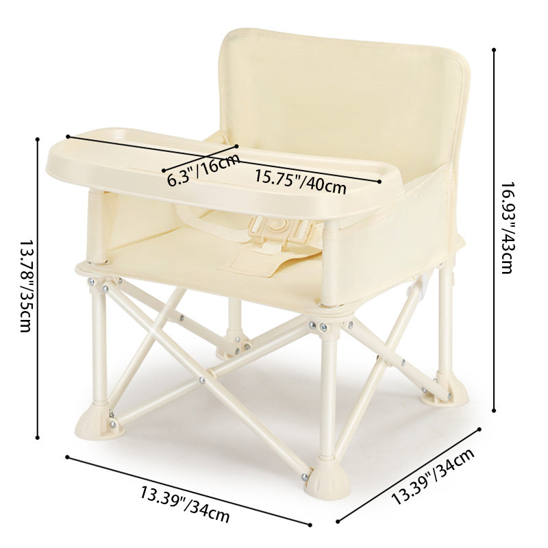 Modern Minimalist Oxford Fabric Square Kids Dining Chair Foldable High Chair With Backrest Armrests Tray For Garden & Restaurant Cuvalon