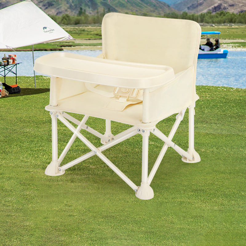 Modern Minimalist Oxford Fabric Square Kids Dining Chair Foldable High Chair With Backrest Armrests Tray For Garden & Restaurant Cuvalon