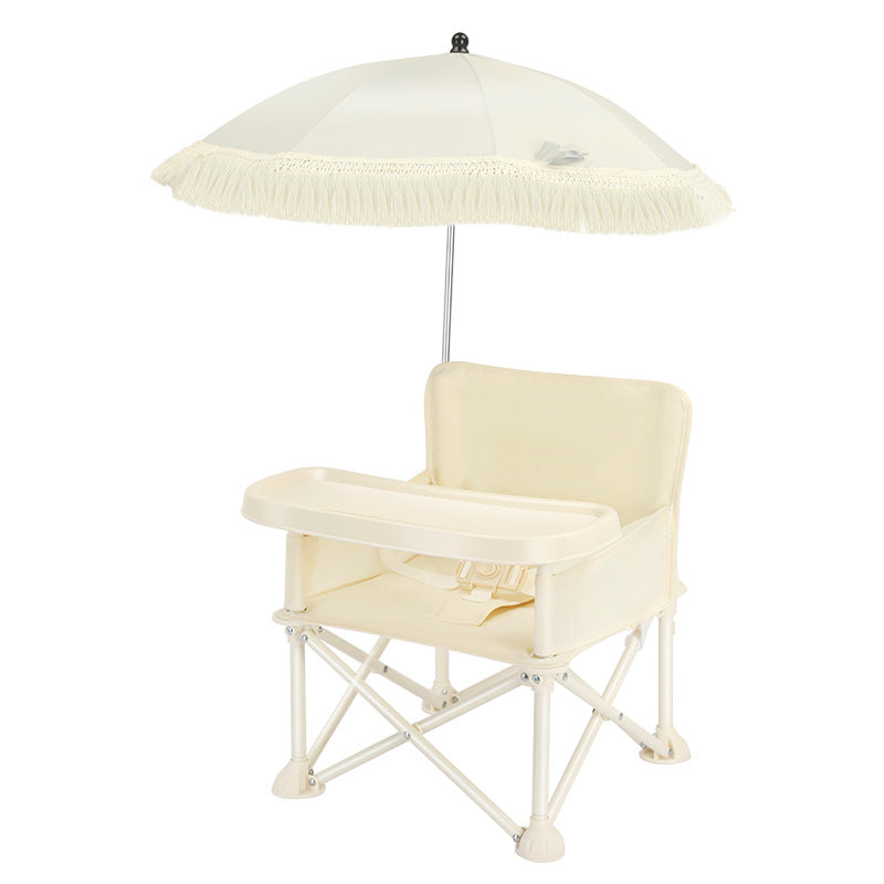 Modern Minimalist Oxford Fabric Square Kids Dining Chair Foldable High Chair With Backrest Armrests Tray For Garden & Restaurant Cuvalon