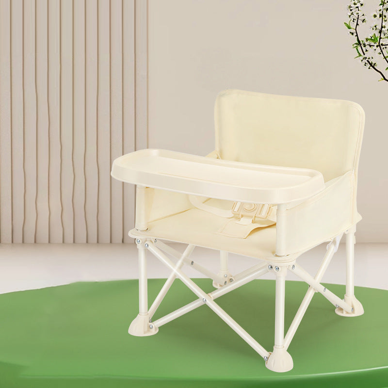 Modern Minimalist Oxford Fabric Square Kids Dining Chair Foldable High Chair With Backrest Armrests Tray For Garden & Restaurant Cuvalon