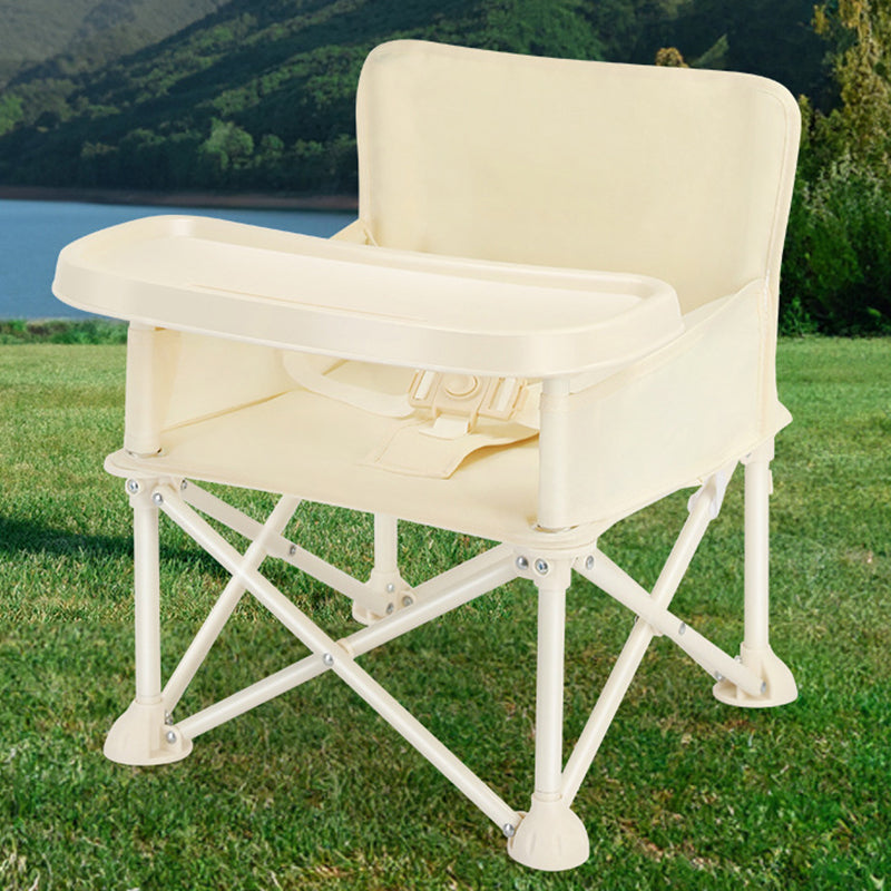 Modern Minimalist Oxford Fabric Square Kids Dining Chair Foldable High Chair With Backrest Armrests Tray For Garden & Restaurant Cuvalon