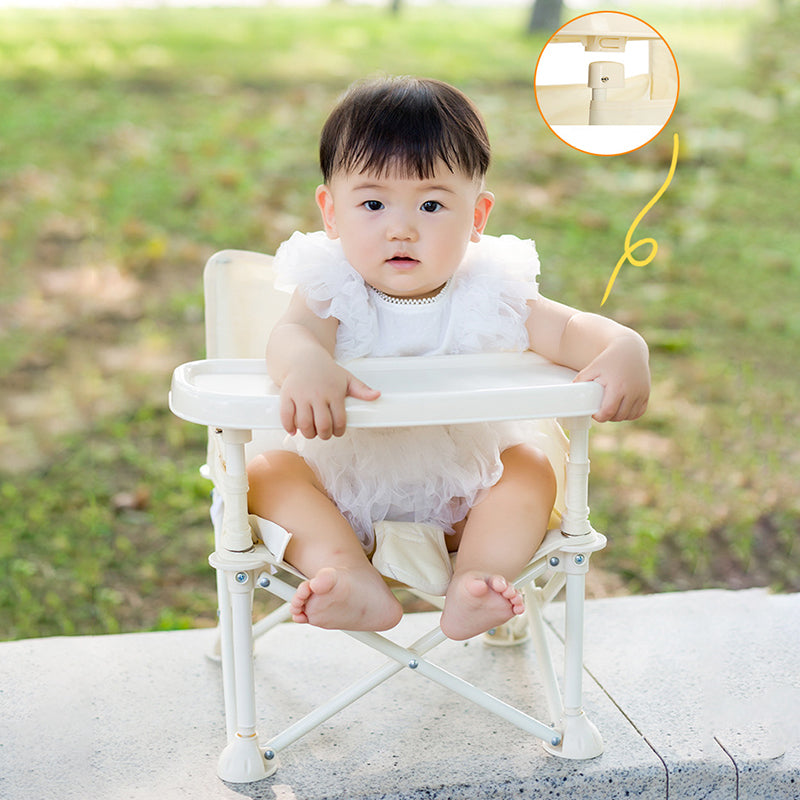 Modern Minimalist Oxford Fabric Square Kids Dining Chair Foldable High Chair With Backrest Armrests Tray For Garden & Restaurant Cuvalon