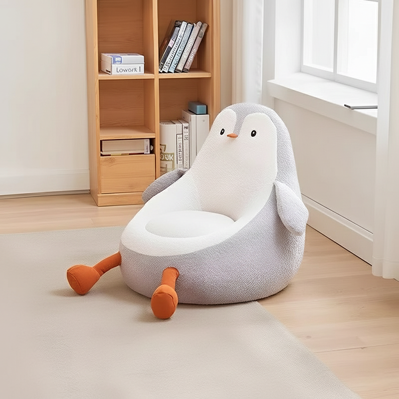 Contemporary Creative Kids Avocado-shaped Penguin-shaped Sponge Lambswool Accent Chair Backrest Armless For Living Room Cuvalon