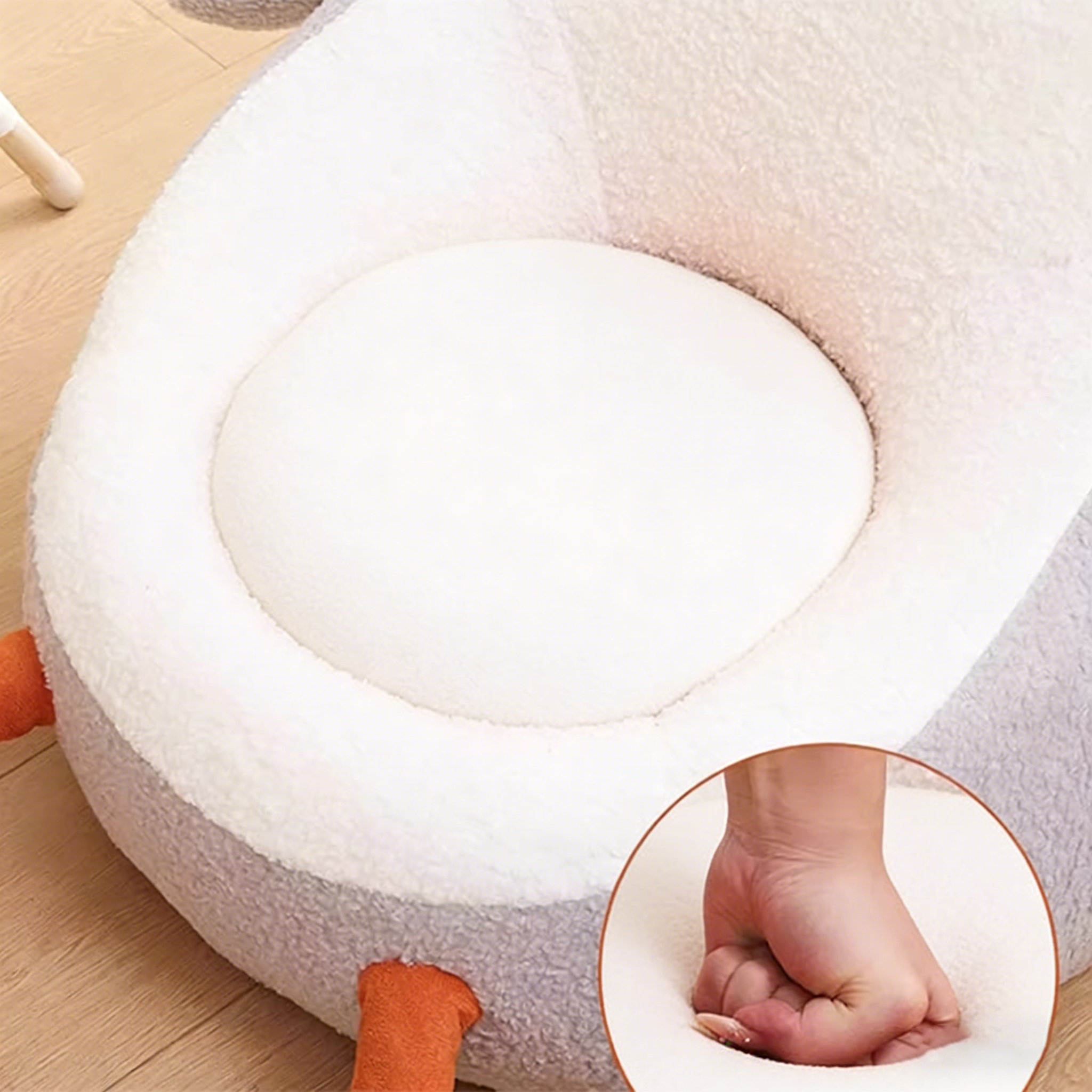 Contemporary Creative Kids Avocado-shaped Penguin-shaped Sponge Lambswool Accent Chair Backrest Armless For Living Room Cuvalon