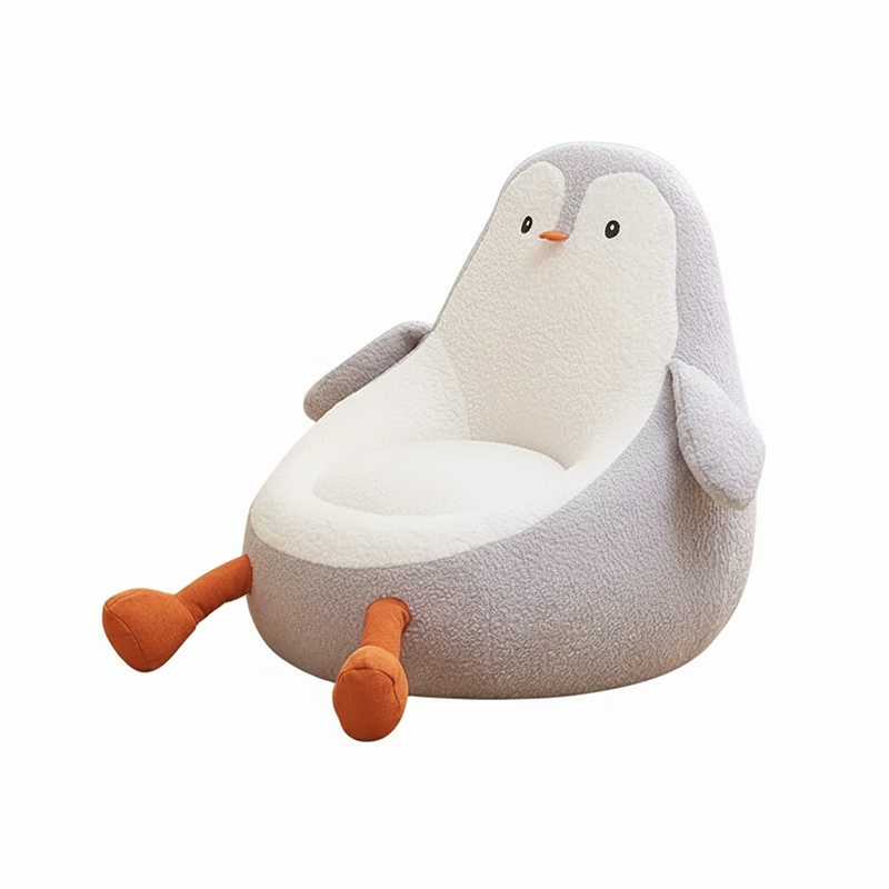 Contemporary Creative Kids Avocado-shaped Penguin-shaped Sponge Lambswool Accent Chair Backrest Armless For Living Room Cuvalon
