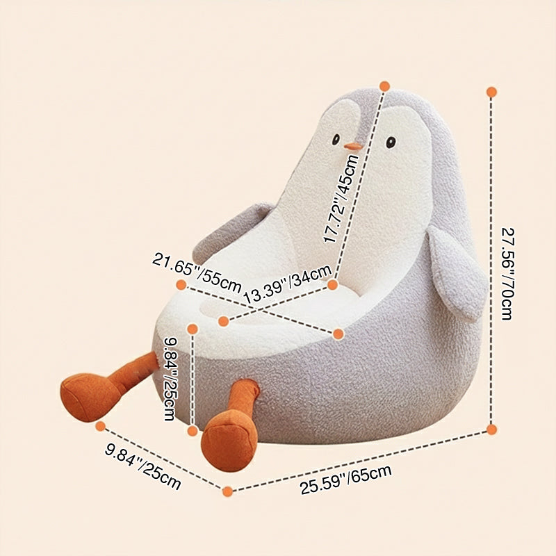 Contemporary Creative Kids Avocado-shaped Penguin-shaped Sponge Lambswool Accent Chair Backrest Armless For Living Room Cuvalon