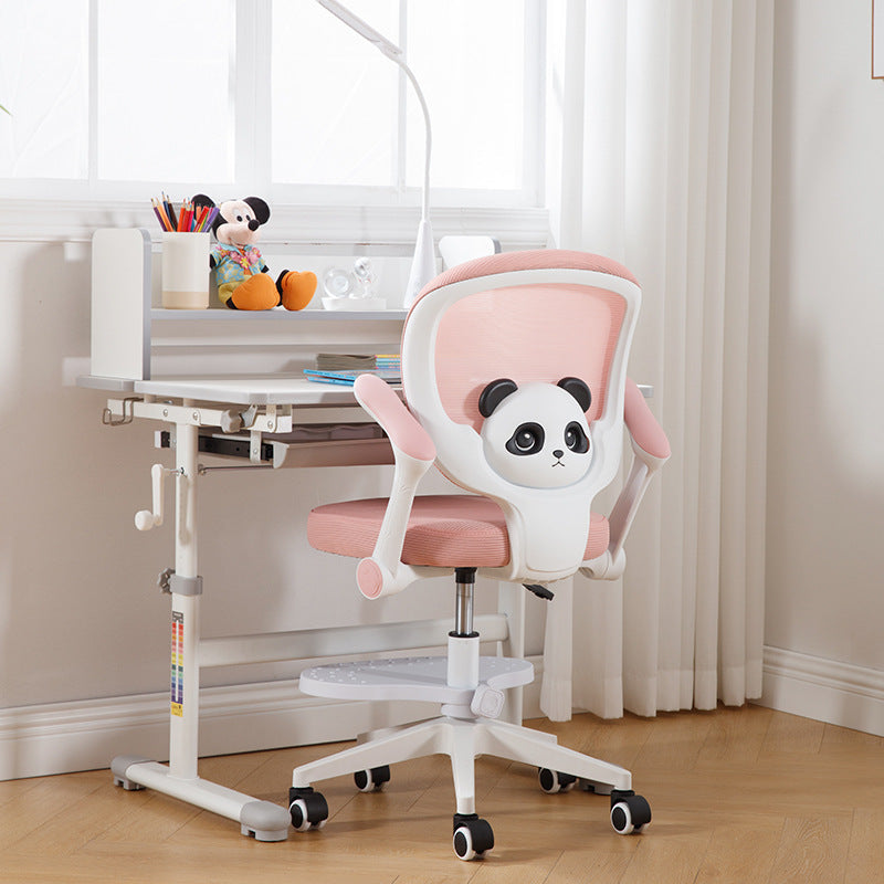 Contemporary Creative Kids Panda Square Mesh PP Nylon Hardware Latex Liftable Swivel Desk Chair Backrest Armrest Footrest For Study Cuvalon