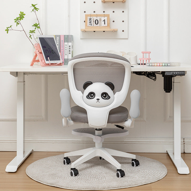 Contemporary Creative Kids Panda Square Mesh PP Nylon Hardware Latex Liftable Swivel Desk Chair Backrest Armrest Footrest For Study Cuvalon
