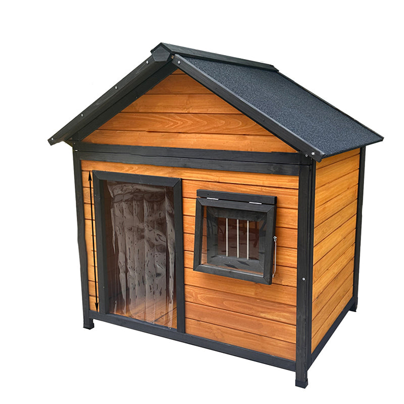 Modern Minimalist House-Shaped Cedar Wood Asphalt Stainless Steel Plastic Outdoor Waterproof Dog House Cat Bed With Balcony For Garden Cuvalon