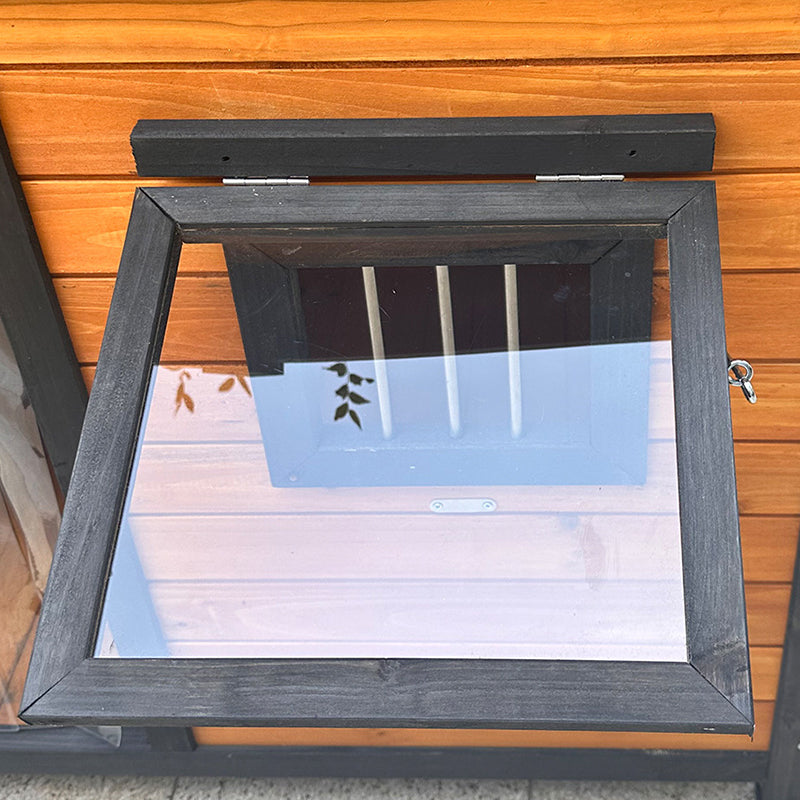 Modern Minimalist House-Shaped Cedar Wood Asphalt Stainless Steel Plastic Outdoor Waterproof Dog House Cat Bed With Balcony For Garden Cuvalon